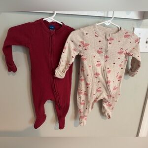 0-3 Months- Kids One Piece Set - Red and Cream